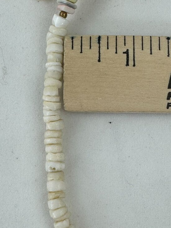 Vintage Shell Necklace 18" Natural Tropical Puka Shell Beach Choker Pink White - Picture 9 of 10